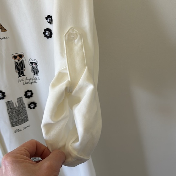 Karl Lagerfield Paris Eiffel Tower Button Down Blouse - Picture 6 of 15